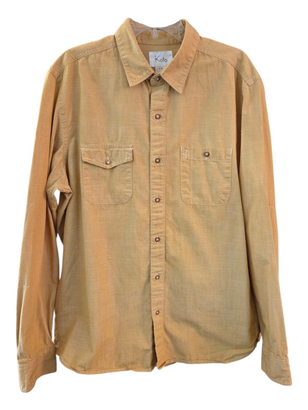 Koto Men's Casual Long-Sleeve Button-Down Shirt in Mustard - Size L